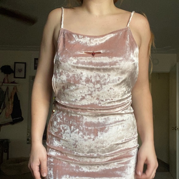 crushed velour slinky dress - Muted Pink and Customized - Picture 3 of 5